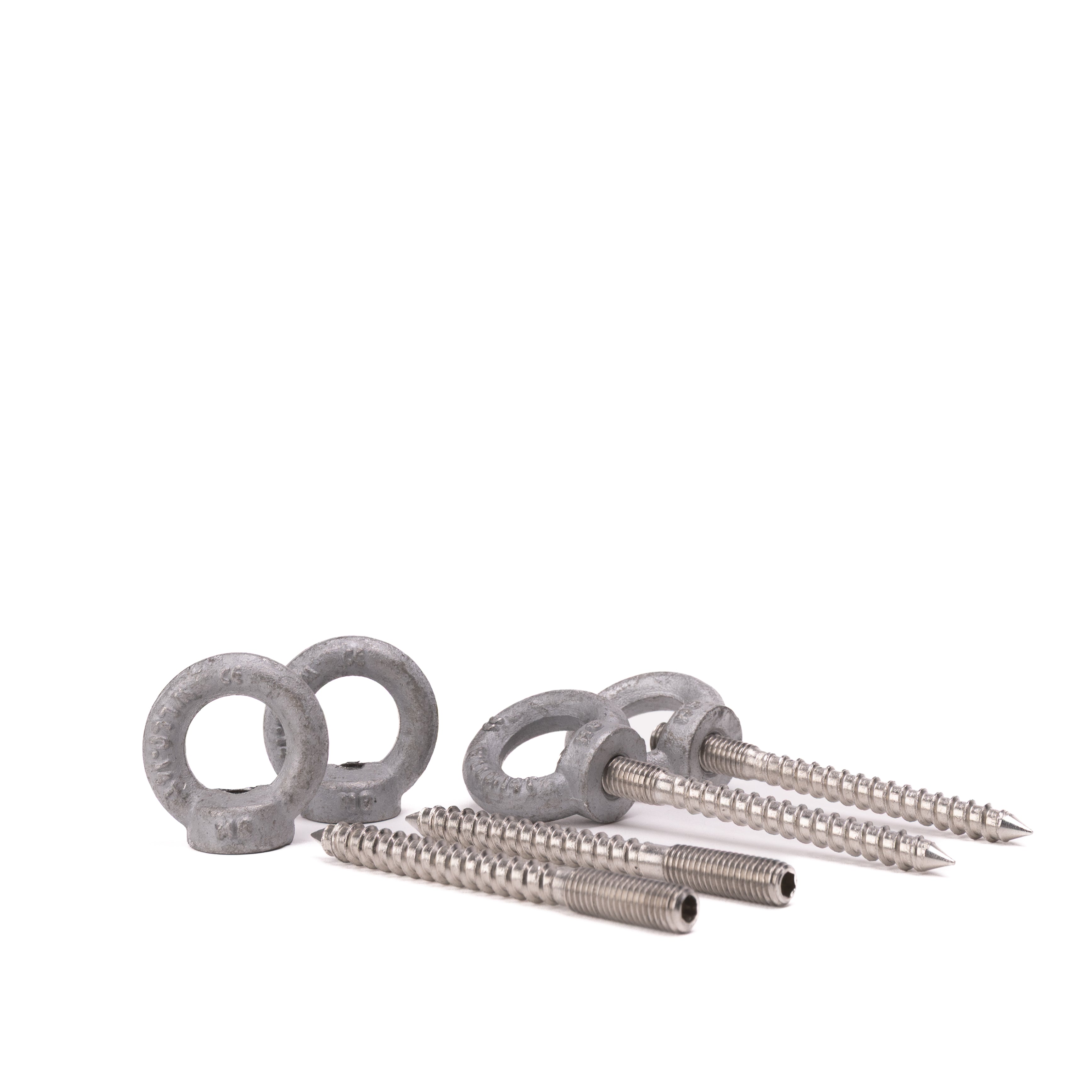 Kombiskrue m/øyemutter (4 stk) – Rustfritt stål, varmegalvanisert